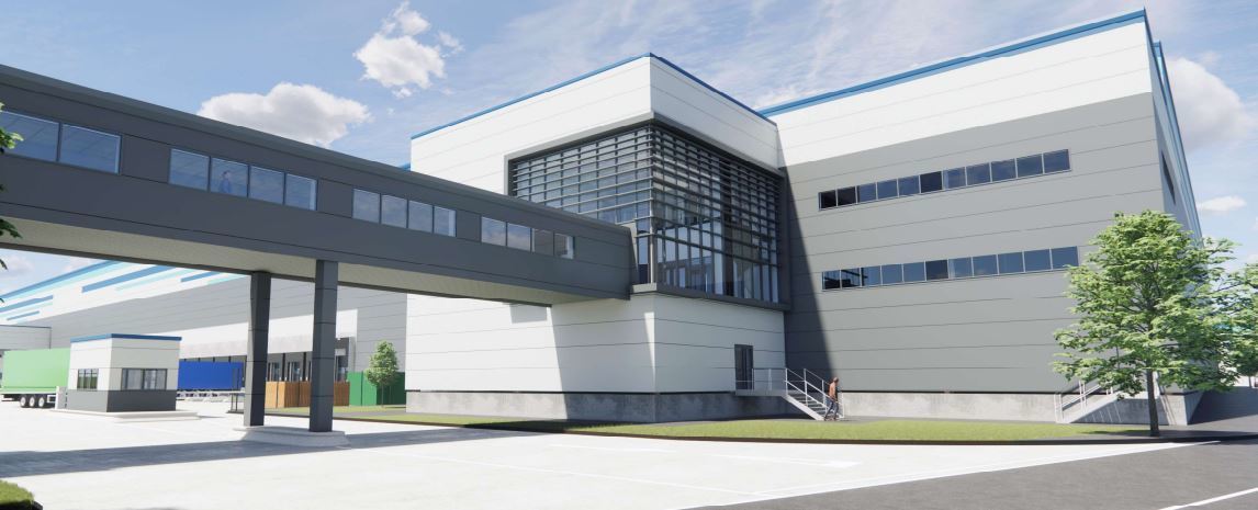 A CGI of the logistics site planned for old Department for Work and Pensions’ distribution centre in Heywood (Picture: Trammell Crow Co Logistics)